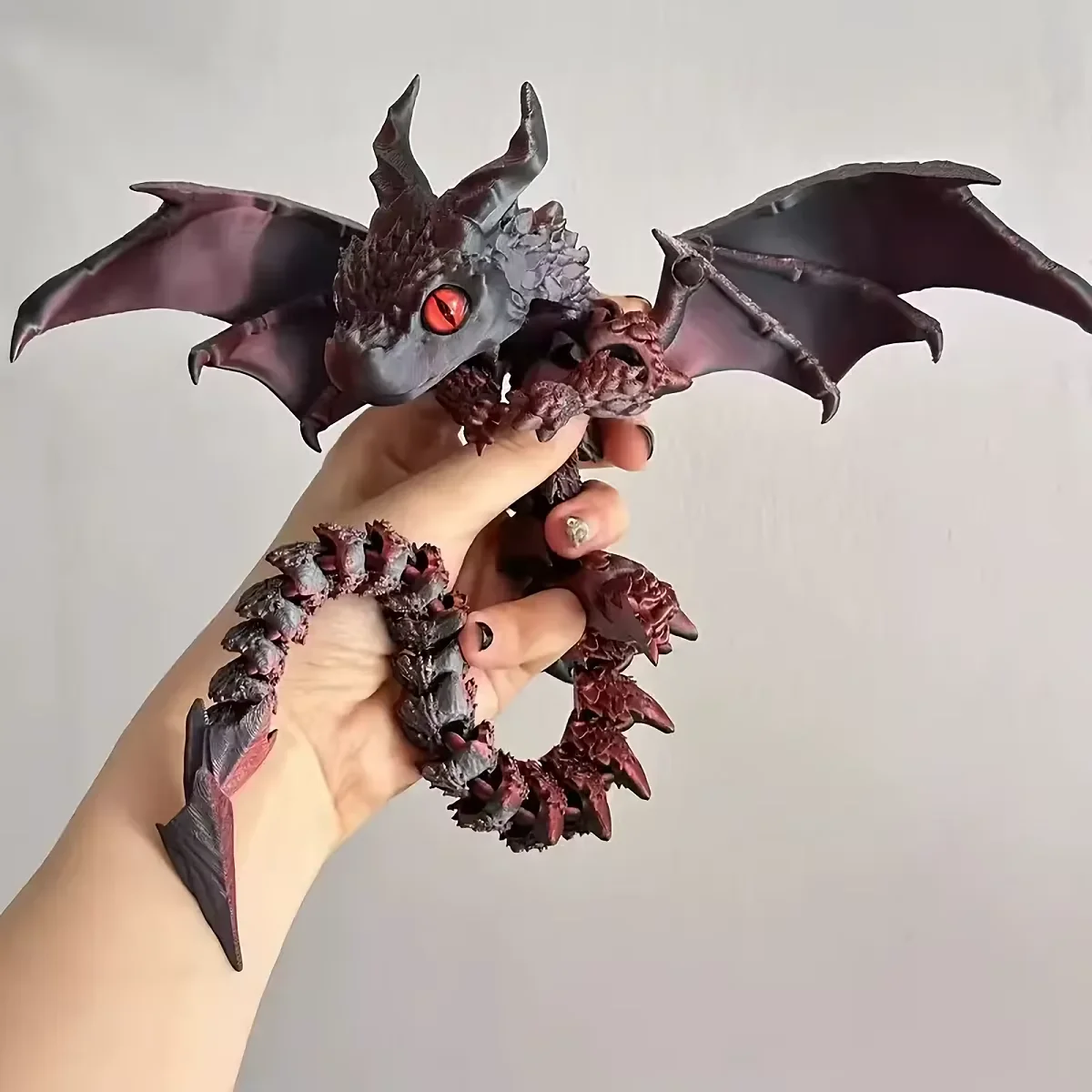 3D Printed Winged Carriage Dragon Figurine With Random Eyes Art Deco Resin Dragon Sculpture, Tabletop Animal Theme Deco 1PC 2025